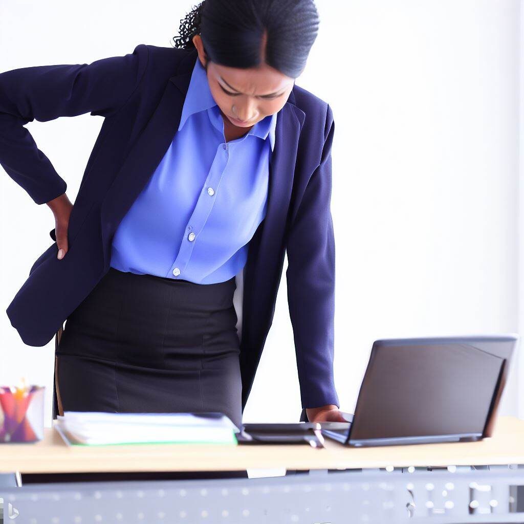 female office worker with bad posture